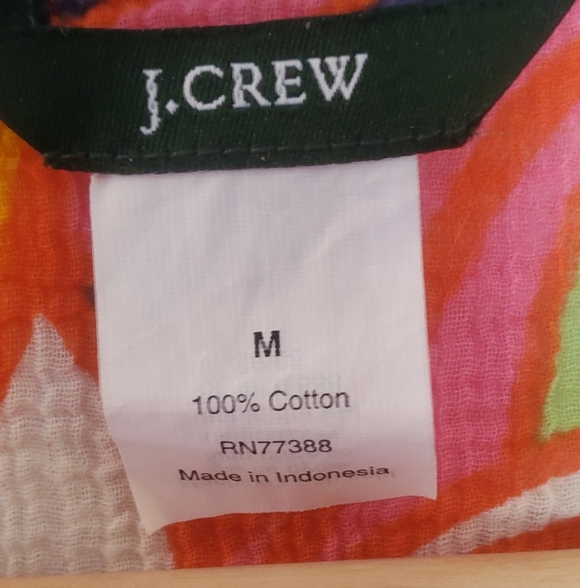 J Crew Colorful Abstract Print 100% Cotton Gauze Tunic Top Blouse Size Medium - Picture 5 of 5